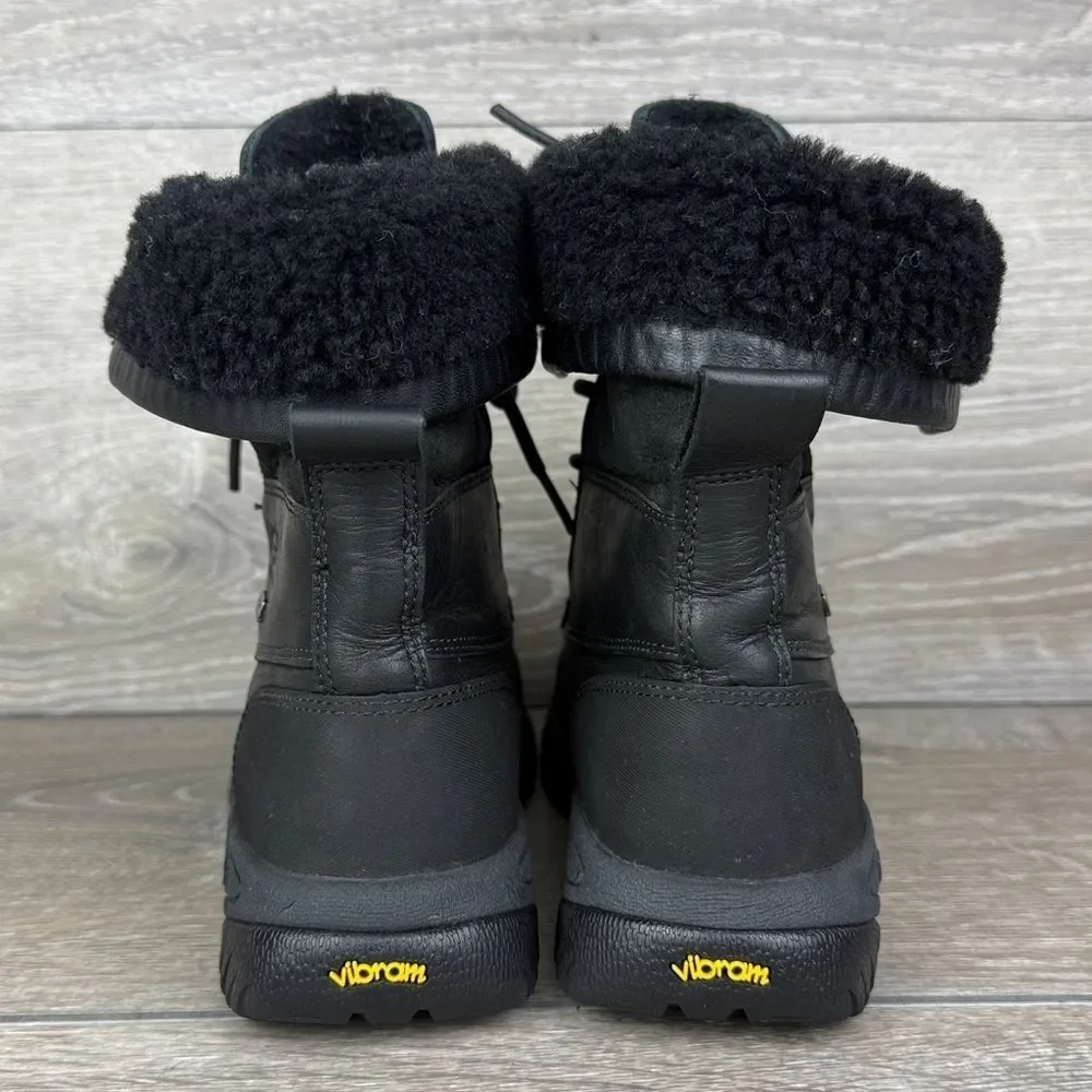 Ugg Butte Little Kid Sz 3 Black Suede Warm Waterproof Shearling Vibram Snow Boot